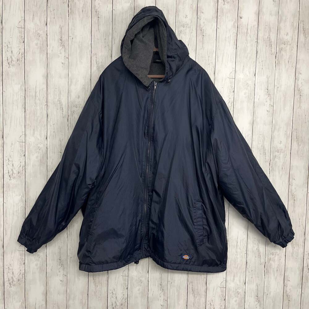 Dickies Fleece Lined Nylon Hooded Jacket Men 5XL Big & Tall Blue Work Gorpcore